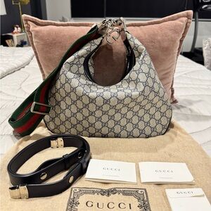 Gucci GG Attaché Bag Large in Navy/black leather